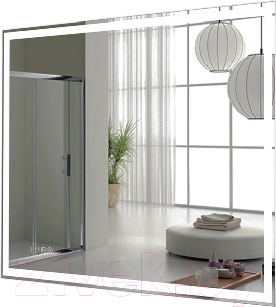 Изображение товара Зеркало Пекам Greta 110x80 / greta-110x80scl (с подсветкой, с сенсором на прикосновение, часами)