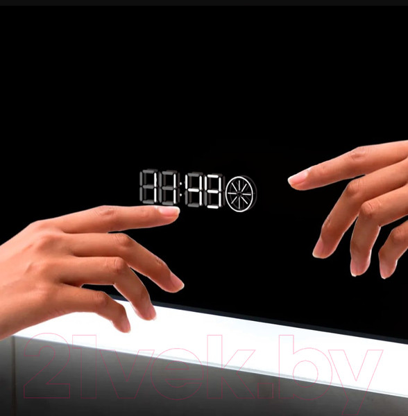 Изображение товара Зеркало Пекам Greta 110x80 / greta-110x80scl (с подсветкой, с сенсором на прикосновение, часами)