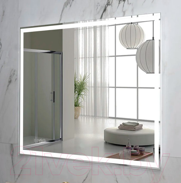 Изображение товара Зеркало Пекам Greta 110x80 / greta-110x80scl (с подсветкой, с сенсором на прикосновение, часами)