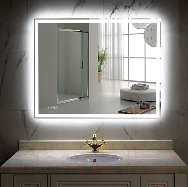 Изображение товара Зеркало Пекам Greta 110x80 / greta-110x80scl (с подсветкой, с сенсором на прикосновение, часами)