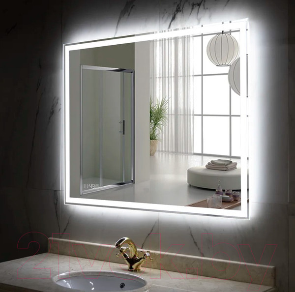 Изображение товара Зеркало Пекам Greta 110x80 / greta-110x80scl (с подсветкой, с сенсором на прикосновение, часами)