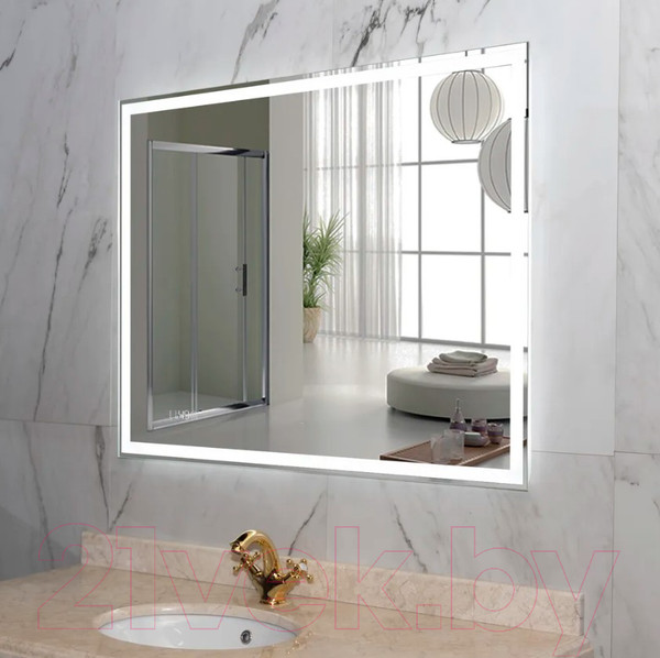 Изображение товара Зеркало Пекам Greta 110x80 / greta-110x80scl (с подсветкой, с сенсором на прикосновение, часами)