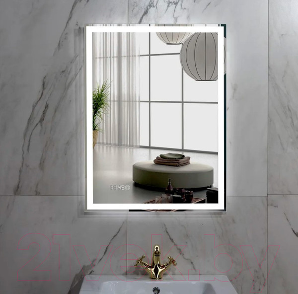 Изображение товара Зеркало Пекам Greta 80x110 / greta-80x110scl (с подсветкой, с сенсором на прикосновение, часами)