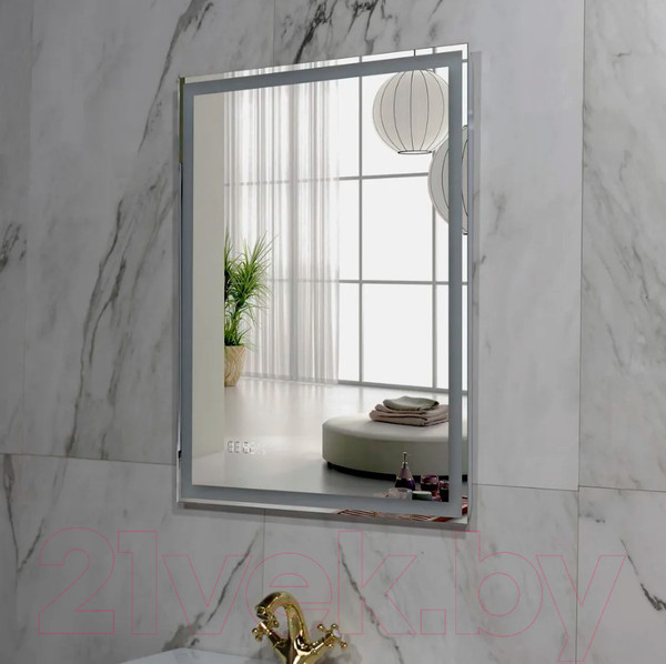 Изображение товара Зеркало Пекам Greta 80x110 / greta-80x110scl (с подсветкой, с сенсором на прикосновение, часами)