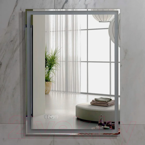 Изображение товара Зеркало Пекам Greta 80x110 / greta-80x110scl (с подсветкой, с сенсором на прикосновение, часами)