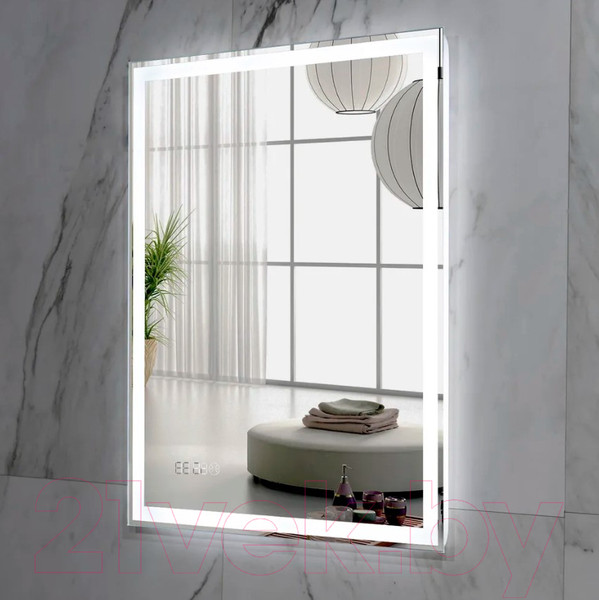 Изображение товара Зеркало Пекам Greta 80x110 / greta-80x110scl (с подсветкой, с сенсором на прикосновение, часами)