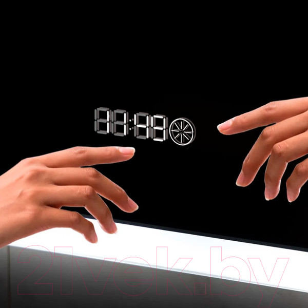 Изображение товара Зеркало Пекам Greta 80x110 / greta-80x110scl (с подсветкой, с сенсором на прикосновение, часами)