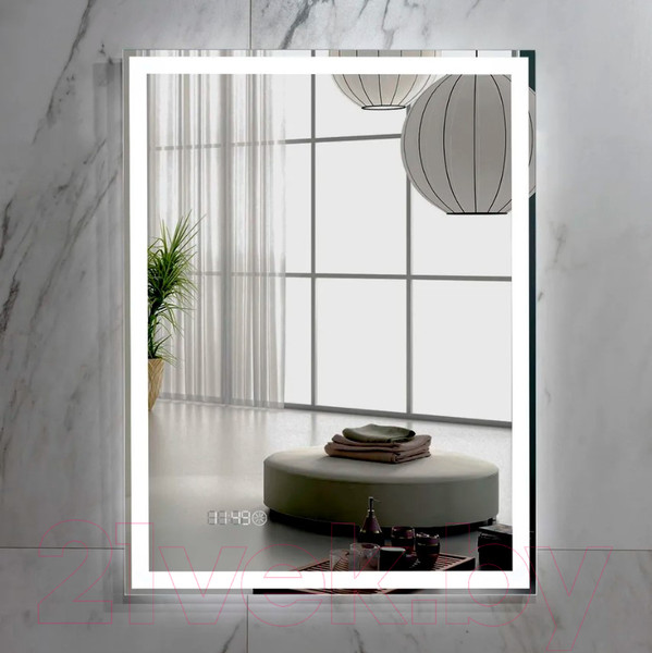 Изображение товара Зеркало Пекам Greta 80x140 / greta-80x140scl (с подсветкой, с сенсором на прикосновение, часами)