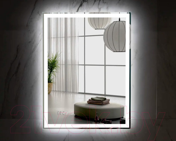 Изображение товара Зеркало Пекам Greta 80x110 / greta-80x110spcl (с подсветкой, с сенсором на прикосновение, подогрев, часы)