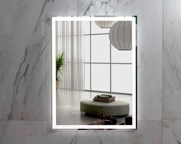 Изображение товара Зеркало Пекам Greta 80x110 / greta-80x110spcl (с подсветкой, с сенсором на прикосновение, подогрев, часы)