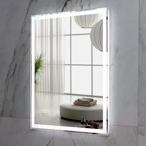 Изображение товара Зеркало Пекам Greta 80x110 / greta-80x110spcl (с подсветкой, с сенсором на прикосновение, подогрев, часы)