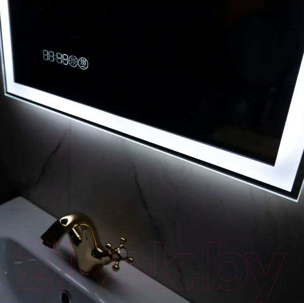 Изображение товара Зеркало Пекам Greta 80x110 / greta-80x110spcl (с подсветкой, с сенсором на прикосновение, подогрев, часы)