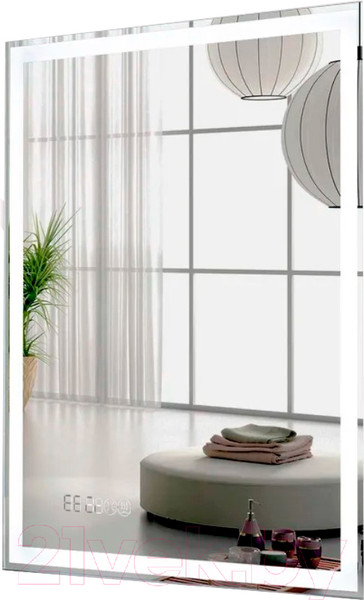 Изображение товара Зеркало Пекам Greta 80x110 / greta-80x110spcl (с подсветкой, с сенсором на прикосновение, подогрев, часы)