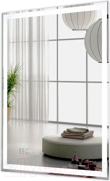 Изображение товара Зеркало Пекам Greta 80x140 / greta-80x140spcl (с подсветкой, с сенсором на прикосновение, подогрев, часы)