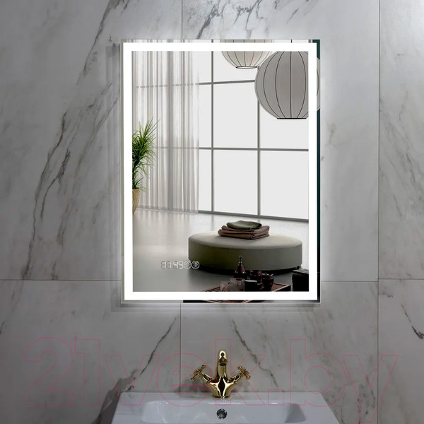 Изображение товара Зеркало Пекам Greta 80x140 / greta-80x140spcl (с подсветкой, с сенсором на прикосновение, подогрев, часы)