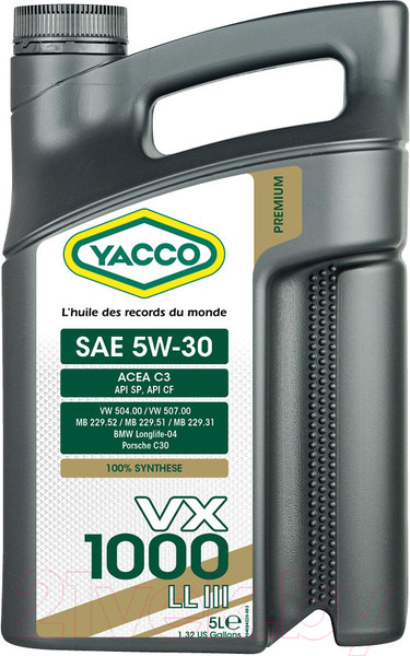 Изображение товара Моторное масло Yacco VX 1000 5W30 LL III (5л)
