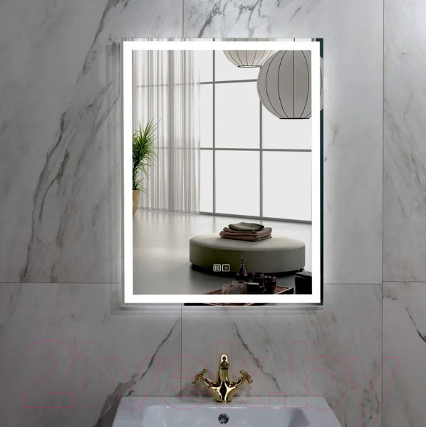 Изображение товара Зеркало Пекам Greta 80x110 / greta-80x110sp (с подсветкой, с двойным сенсором на прикосновение, подогрев)