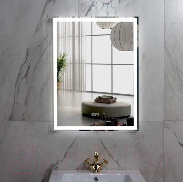 Изображение товара Зеркало Пекам Greta 80x110 / greta-80x110sp (с подсветкой, с двойным сенсором на прикосновение, подогрев)