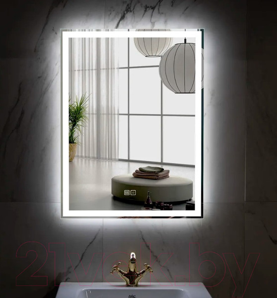 Изображение товара Зеркало Пекам Greta 80x110 / greta-80x110sp (с подсветкой, с двойным сенсором на прикосновение, подогрев)