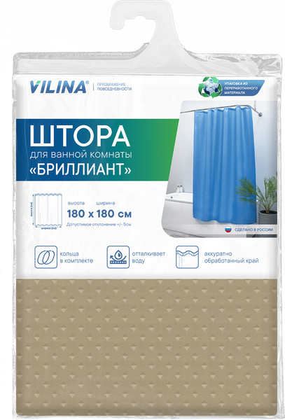 Изображение товара Шторка-занавеска для ванны Вилина Бриллиант 6757 (180x180, ромб/бежевый)