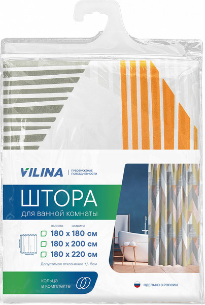 Изображение товара Шторка-занавеска для ванны Вилина 6666-2207-1 (180x180, лоскутная мозаика)