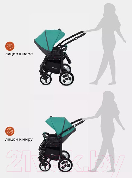 Изображение товара Детская универсальная коляска Rant Dream 2 в 1 (08, серый/темно-зеленый)