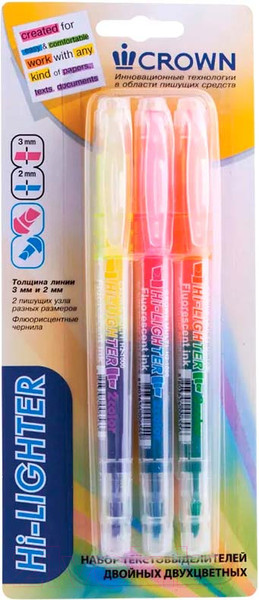 Изображение товара Набор маркеров CrowN Multi Hi-Lighter Twin / H2-1000-B/3 (3шт)