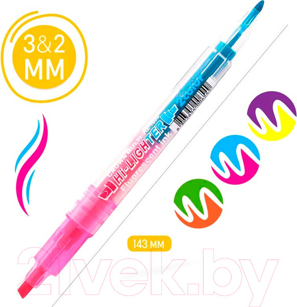 Изображение товара Набор маркеров CrowN Multi Hi-Lighter Twin / H2-1000-B/3 (3шт)