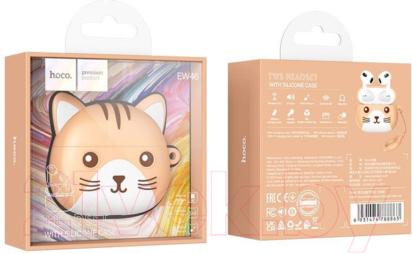 Изображение товара Наушники детские Hoco EW46 TWS (кошка цвета хаки)