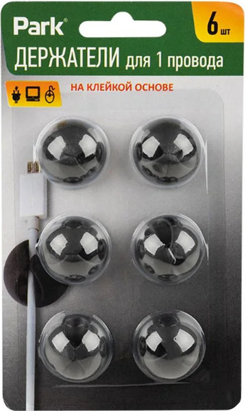 Изображение товара Набор держателей для проводов Park 103760 (6шт, черный)