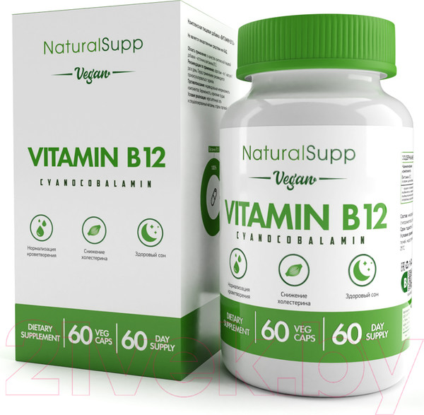 Изображение товара Витамин NaturalSupp В12 Цианкобаламин (60капсул)