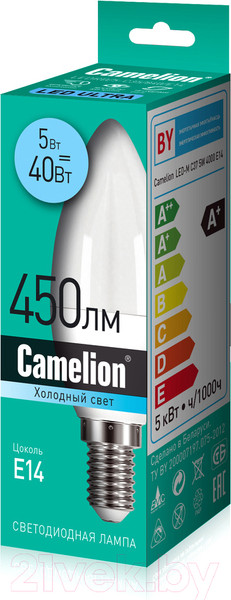 Изображение товара Лампа Camelion LEDRB/5-C35/840/E14 / 15050