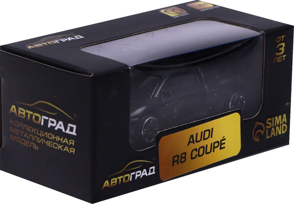 Изображение товара Масштабная модель автомобиля Автоград Audi R8 Coupe / 7152981 (черный)