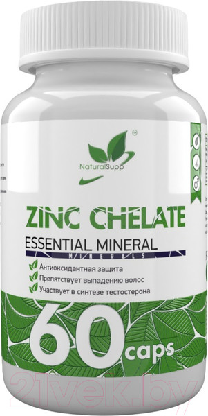 Изображение товара Минерал NaturalSupp Хелат цинка 25мг (60капсул)