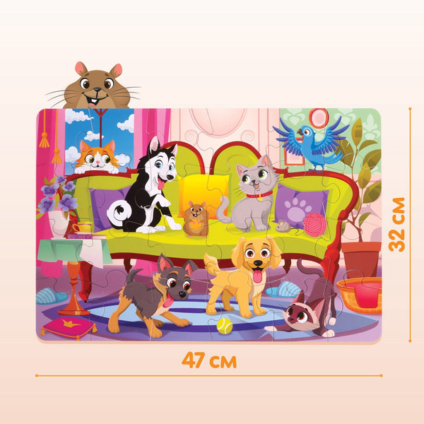 Изображение товара Развивающая игра Puzzle Time Мега-пазл Милые питомцы / 9319945 (24эл)