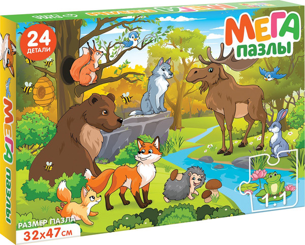 Изображение товара Развивающая игра Puzzle Time Мега-пазл Лесные жители / 9319943 (24эл)