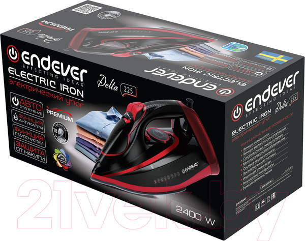 Изображение товара Утюг Endever Delta-225 (черный/красный)