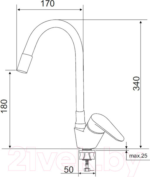 Изображение товара Смеситель РМС SUS126BL-016F