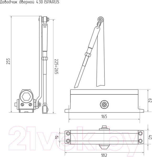Изображение товара Доводчик с рычагом Нора-М Isparus 430 (серый)
