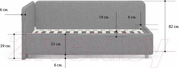 Изображение товара Каркас кровати Сонум Capri L 90x200 (микровелюр серый)