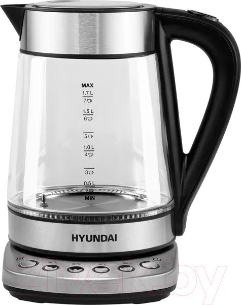 Изображение товара Электрочайник Hyundai HYK-G3026 (серебристый/черный)
