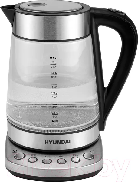 Изображение товара Электрочайник Hyundai HYK-G3026 (серебристый/черный)