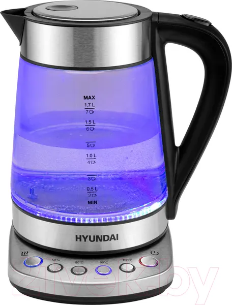 Изображение товара Электрочайник Hyundai HYK-G3026 (серебристый/черный)