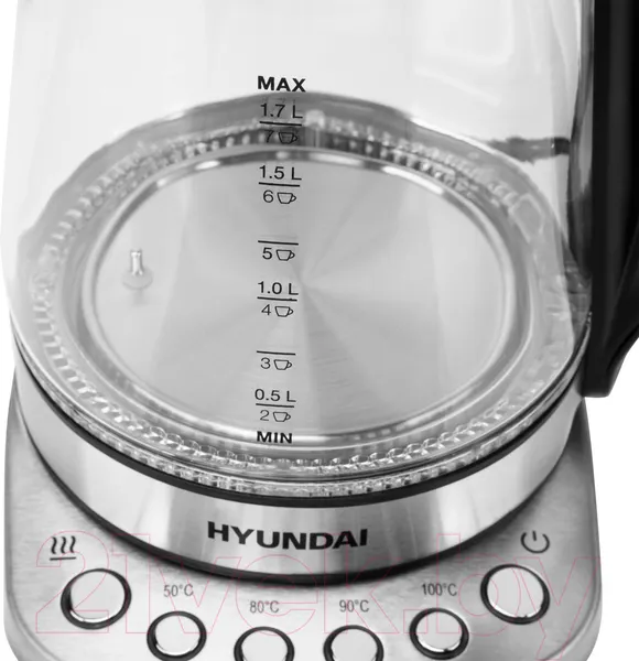 Изображение товара Электрочайник Hyundai HYK-G3026 (серебристый/черный)