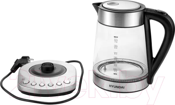 Изображение товара Электрочайник Hyundai HYK-G3026 (серебристый/черный)