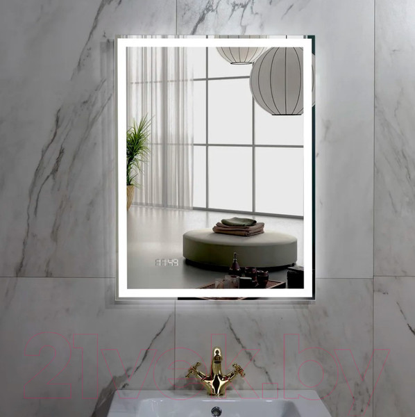 Изображение товара Зеркало Пекам Greta 80x110 / greta-80x110dcl (с подсветкой, с сенсором на взмах руки, часами)