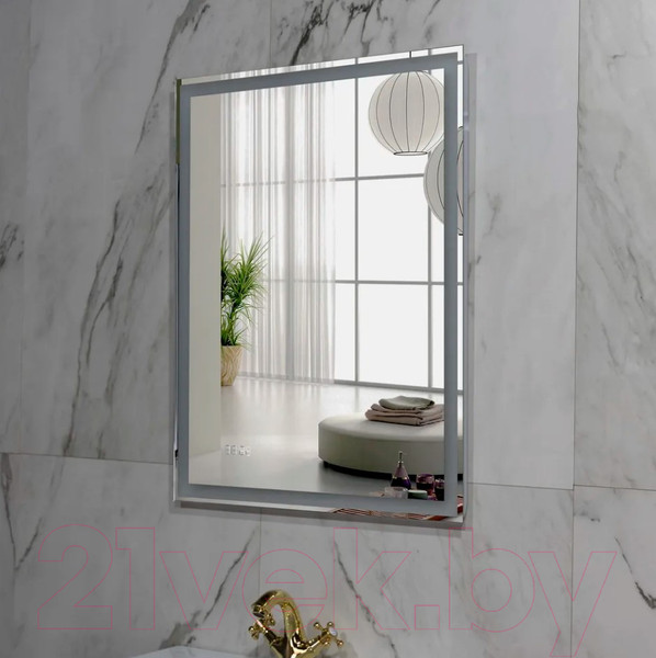 Изображение товара Зеркало Пекам Greta 80x110 / greta-80x110dcl (с подсветкой, с сенсором на взмах руки, часами)