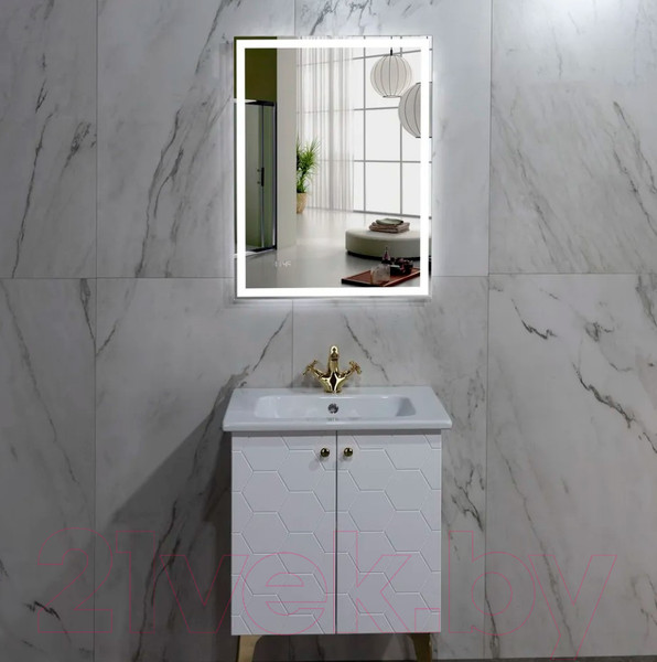 Изображение товара Зеркало Пекам Greta 80x110 / greta-80x110dcl (с подсветкой, с сенсором на взмах руки, часами)