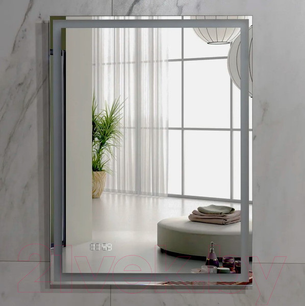 Изображение товара Зеркало Пекам Greta 80x110 / greta-80x110dcl (с подсветкой, с сенсором на взмах руки, часами)