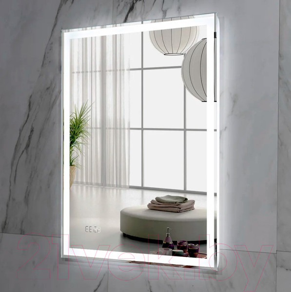 Изображение товара Зеркало Пекам Greta 80x110 / greta-80x110dcl (с подсветкой, с сенсором на взмах руки, часами)